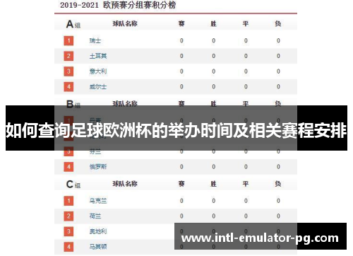 如何查询足球欧洲杯的举办时间及相关赛程安排